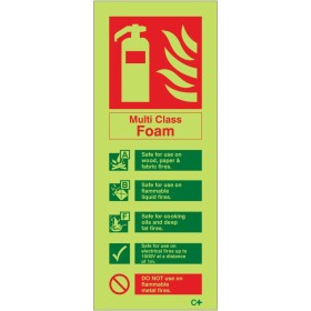 Glow in the Dark Multi Class Foam Fire ID Sign Glow in the Dark Multi Class Foam Fire ID Sign