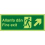 Glow in the Dark Fire Exit Arrow Up Right Sign in Welsh/English