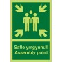 Glow in the Dark Assembly Point Sign in Welsh/English