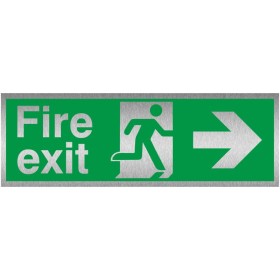 Fire Exit Right Brushed Aluminium Sign Fire Exit Right Brushed Aluminium Sign