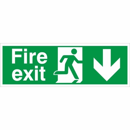 Extra Large Fire Exit Arrow Down Sign