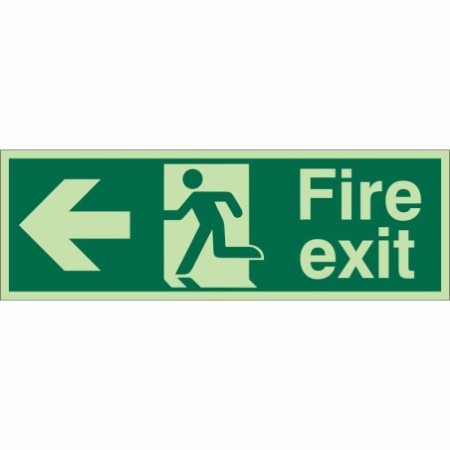 Extra Large Glow in the Dark Fire Exit Left Sign