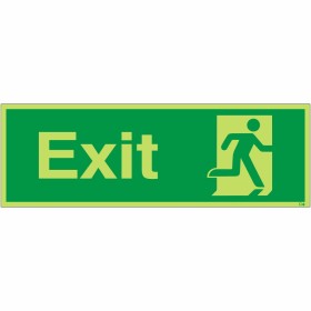 Glow in the Dark Exit Man Running Right Sign Glow in the Dark Exit Man Running Right Sign