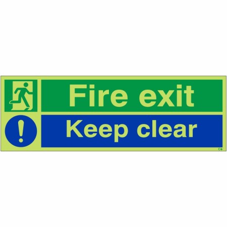 Photoluminescent Fire Exit Keep Clear Sign