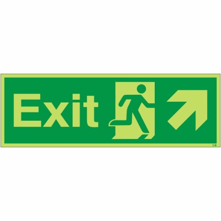 Photoluminescent Exit Arrow Up Right Sign