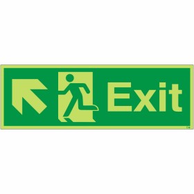 Glow in the Dark Exit Arrow Up Left Sign Glow in the Dark Exit Arrow Up Left Sign