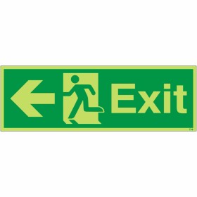 Glow in the Dark Exit Arrow Left Sign Glow in the Dark Exit Arrow Left Sign