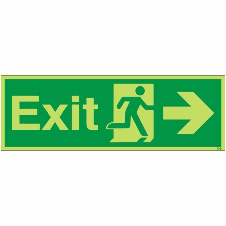 Photoluminescent Exit Arrow Right Sign