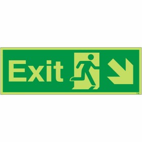 Glow in the Dark Exit Arrow Down Right Sign Glow in the Dark Exit Arrow Down Right Sign