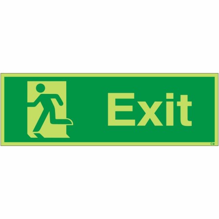 Glow in the Dark Exit Man Running Left Sign