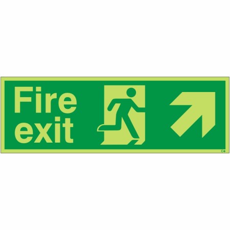 Glow in the Dark Fire Exit Up Right Sign