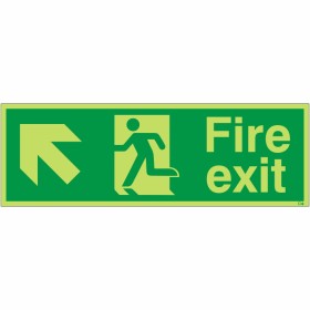 Glow in the Dark Fire Exit Arrow Up Left Sign Glow in the Dark Fire Exit Arrow Up Left Sign