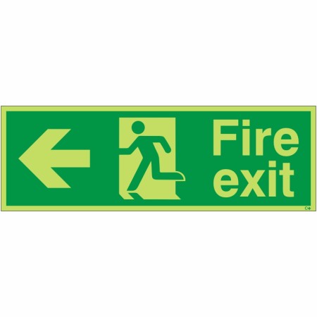 Glow in the Dark Fire Exit Left Sign