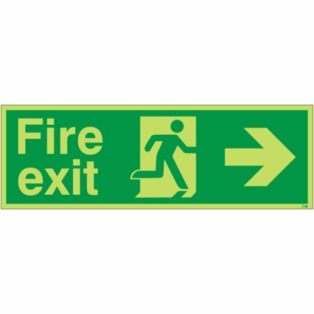 Glow in the Dark Fire Exit Right Sign