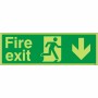 Glow in the Dark Fire Exit Down Sign