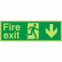 Glow in the Dark Fire Exit Down Sign