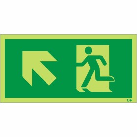 Glow in the Dark Fire Exit Symbol Only With Arrow Up Left Sign Glow in the Dark Fire Exit Symbol Only With Arrow Up Left Sign