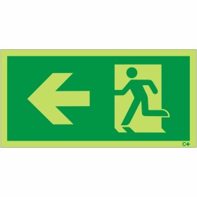 Glow in the Dark Fire Exit Symbol Only With Arrow Left Sign Glow in the Dark Fire Exit Symbol Only With Arrow Left Sign