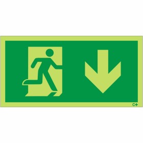 Glow in the Dark Fire Exit Symbol Only With Arrow Down Sign Glow in the Dark Fire Exit Symbol Only With Arrow Down Sign