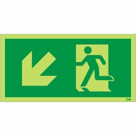 Glow in the Dark Fire Exit Symbol Only With Arrow Down Left Sign Glow in the Dark Fire Exit Symbol Only With Arrow Down Left Sign