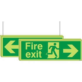 Glow in the Dark Double Sided Fire Exit Left / Right Sign - BS 5499 Compliant Glow in the Dark Double Sided Fire Exit Left / Right Sign