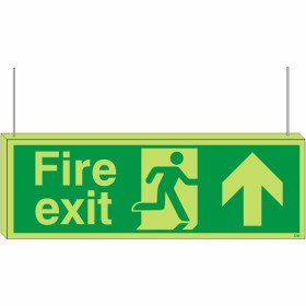 Glow in the Dark Double Sided Fire Exit Up Sign - BS 5499 Compliant Glow in the Dark Double Sided Fire Exit Up Sign