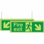 Glow in the Dark Double Sided Fire Exit Down Left / Down Right Sign