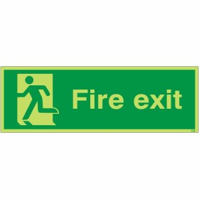 Extra Large Glow in the Dark Fire Exit Running Man Left Sign Extra Large Glow in the Dark Fire Exit Running Man Left Sign