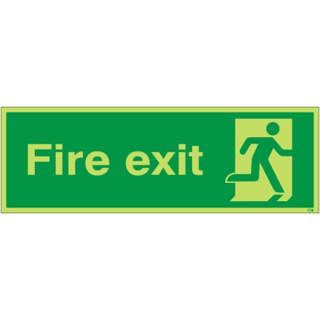 Extra Large Glow in the Dark Fire Exit Running Man Right Sign