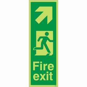 Glow In Dark Fire Exit Arrow Up Right Sign Glow In Dark Fire Exit Arrow Up Right Sign