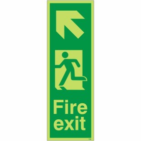 Glow In Dark Fire Exit Arrow Up Left Sign Glow In Dark Fire Exit Arrow Up Left Sign