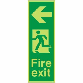 Glow In Dark Fire Exit Arrow Left Sign Glow In Dark Fire Exit Arrow Left Sign