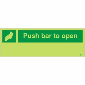 Glow in the Dark Push Bar To Open Sign Glow in the Dark Push Bar To Open Sign