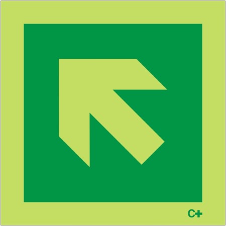 Photoluminescent 'Arrow Up/Left' Symbol Sign