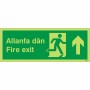 Glow in the Dark Fire Exit Arrow Up Sign in Welsh/English