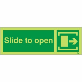 Glow in the Dark Slide to Open Arrow Right Sign Photoluminescent Slide to Open Arrow Right Sign