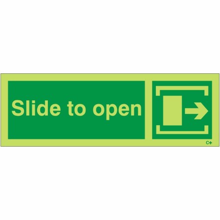 Photoluminescent Slide to Open Arrow Right Sign