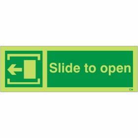 Glow in the Dark Slide To Open Arrow Left Sign Glow in the Dark Slide To Open Arrow Left Sign