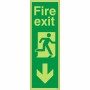 Glow In Dark Fire Exit Arrow Down Sign