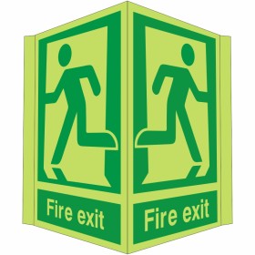 Glow in the Dark Fire Exit Projecting Sign - - BS 5499 Compliant Glow in the Dark Fire Exit Projecting Sign