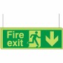 Fire Exit Down Arrow Double Sided Hanging Sign