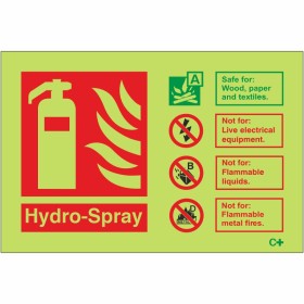 Glow in the Dark Hydro-Spray Fire Extinguisher Sign Glow in the Dark Hydro-Spray Fire Extinguisher Sign