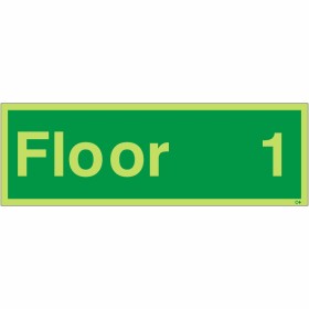 Glow in the Dark Floor 1 - Floor Identification Sign Glow in the Dark Floor 1 - Floor Identification Sign