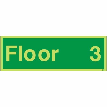 Glow in the Dark Floor 3 - Floor Identification Sign