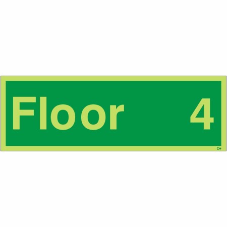 Glow in the Dark Floor 4 - Floor Identification Sign