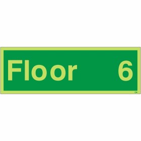 Glow in the dark Floor 6 floor identification safety sign