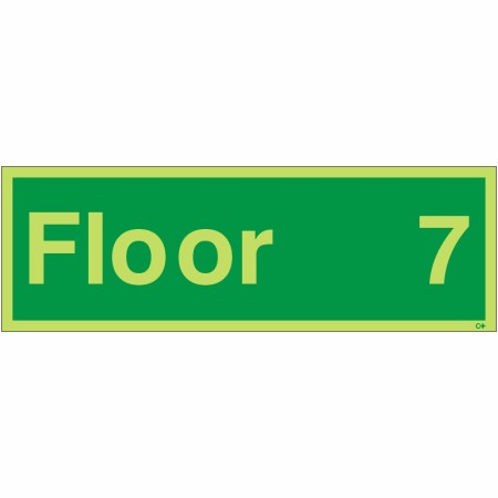 Glow in the Dark Floor 7 - Floor Identification Sign