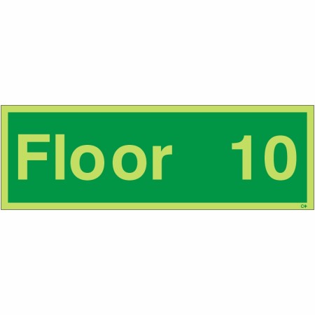 Glow in the dark Floor 10 floor identification safety sign