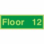 Glow in the dark Floor 12 floor identification safety sign