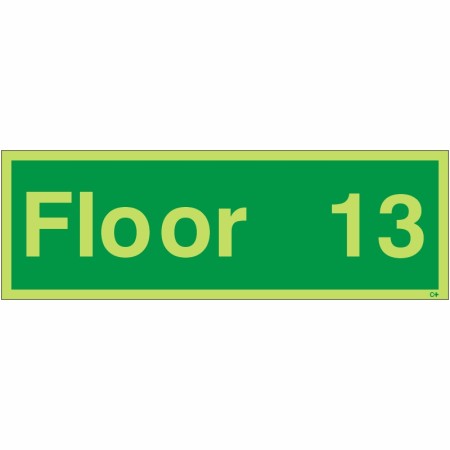 Glow in the Dark Floor 13 - Floor Identification Sign